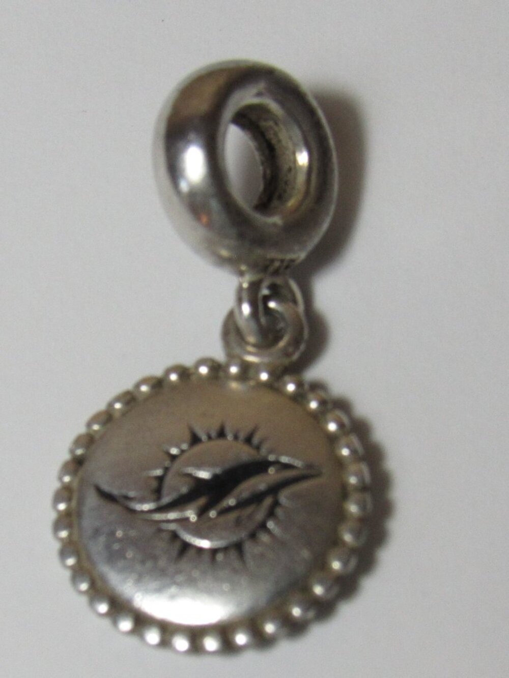 Pandora Rare Miami Dolphins NFL Logo Sterling Silver Dangle Charm